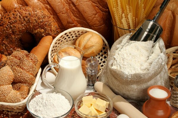 Food pastries bread and coffee