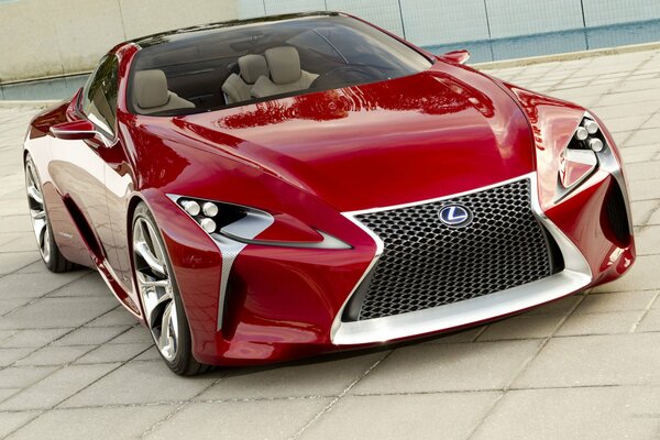 Beautiful red Lexus car