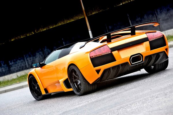 Yellow lamborghini beauty on the track