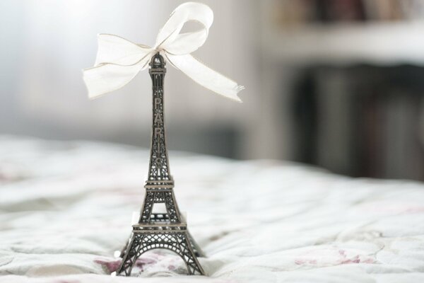 A small figure of the Eiffel Tower