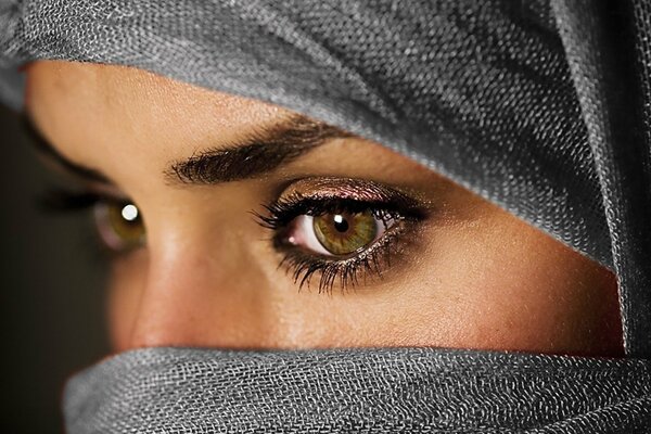 Ojos de niña en burka. Disparo macro