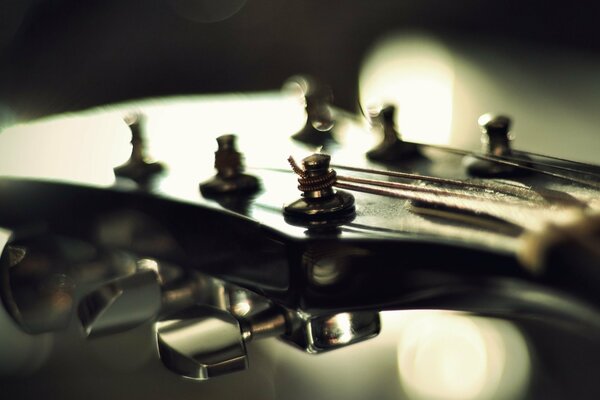 Guitar strings. Macro shooting