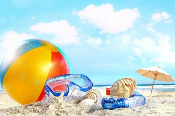 Background ball on the sea beach