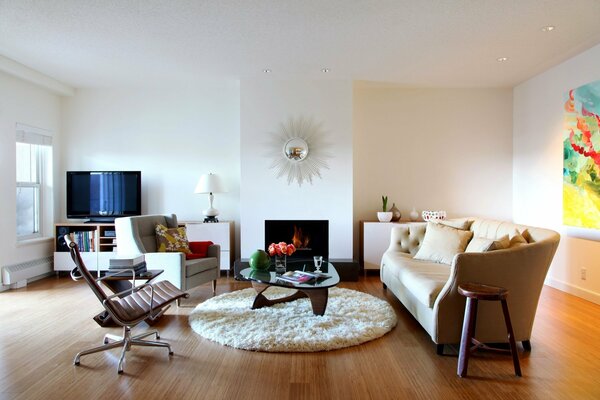 Cozy living room in light shades