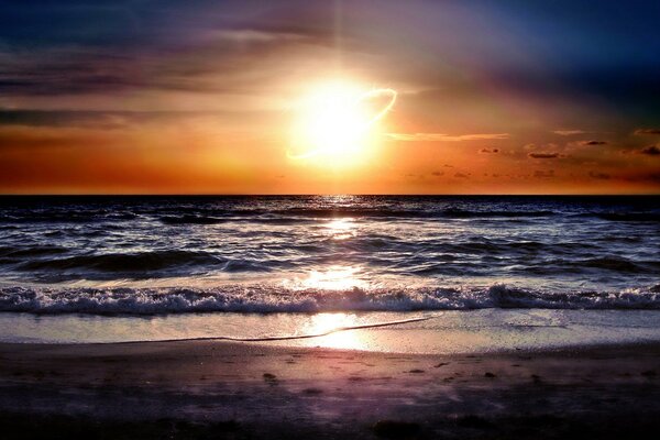 Dawn sky and sunrise over the sea
