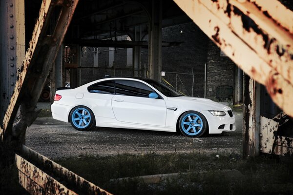 White BMW with darkened windows