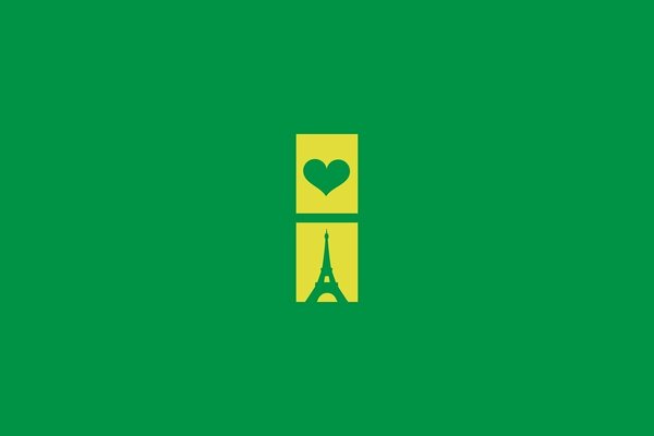 Эйфелева башня и сердце на зелёном фоне