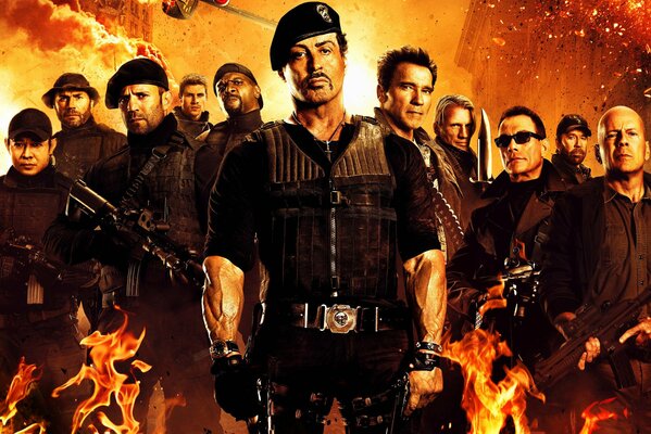 Los protagonistas de la película the Expendables 2