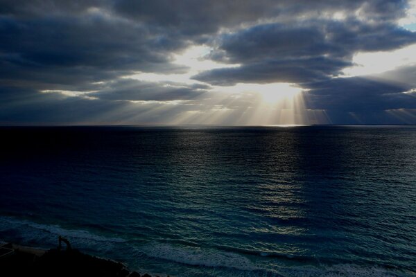 Dark gloomy blue sea