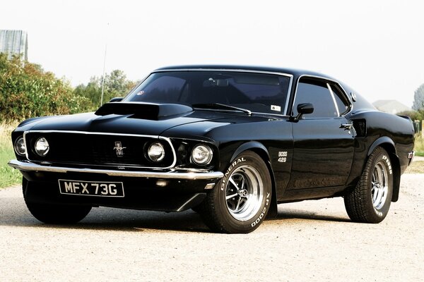 Black Mustang 1969. Front view