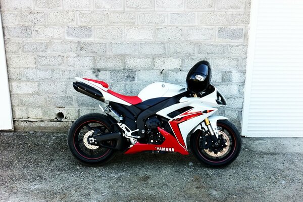 Motorcycle white red black