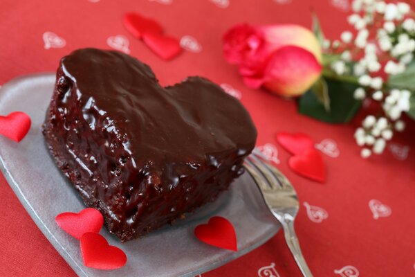 Heart-shaped chocolate dessert