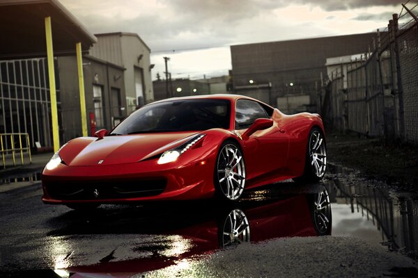 Ferrari 458 red car on the street background