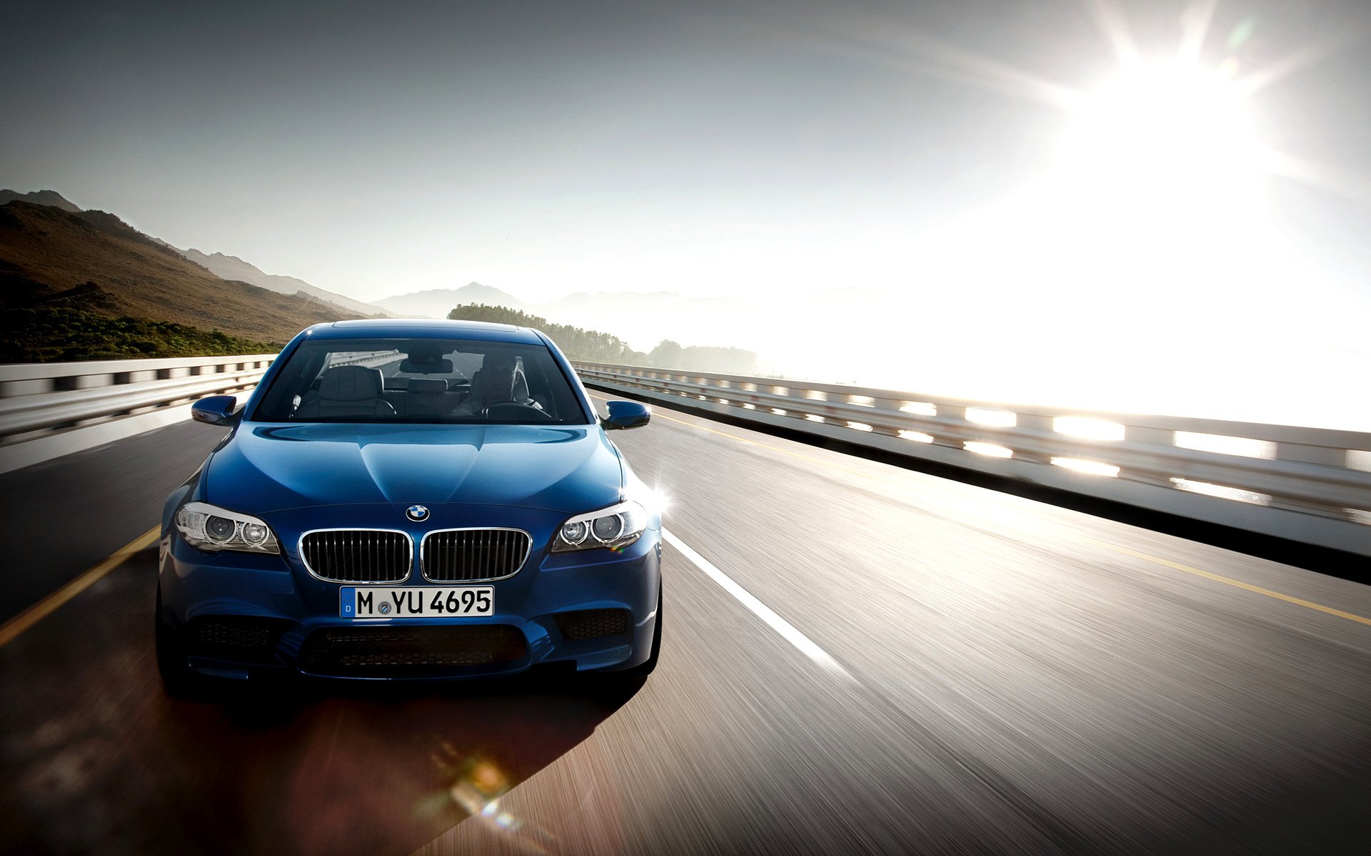 bmw m5 2011 machine speed road sun sky car 1920x1200