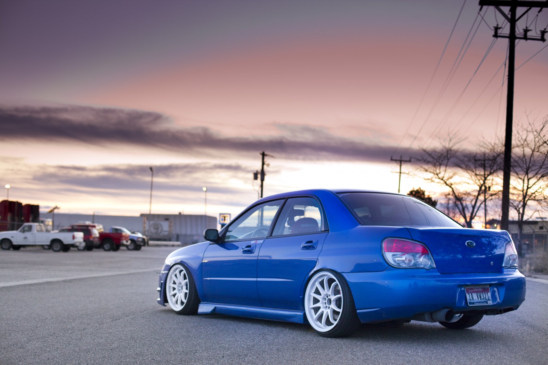 ubaru impreza wrx sti azul carretera maquinaria fábrica