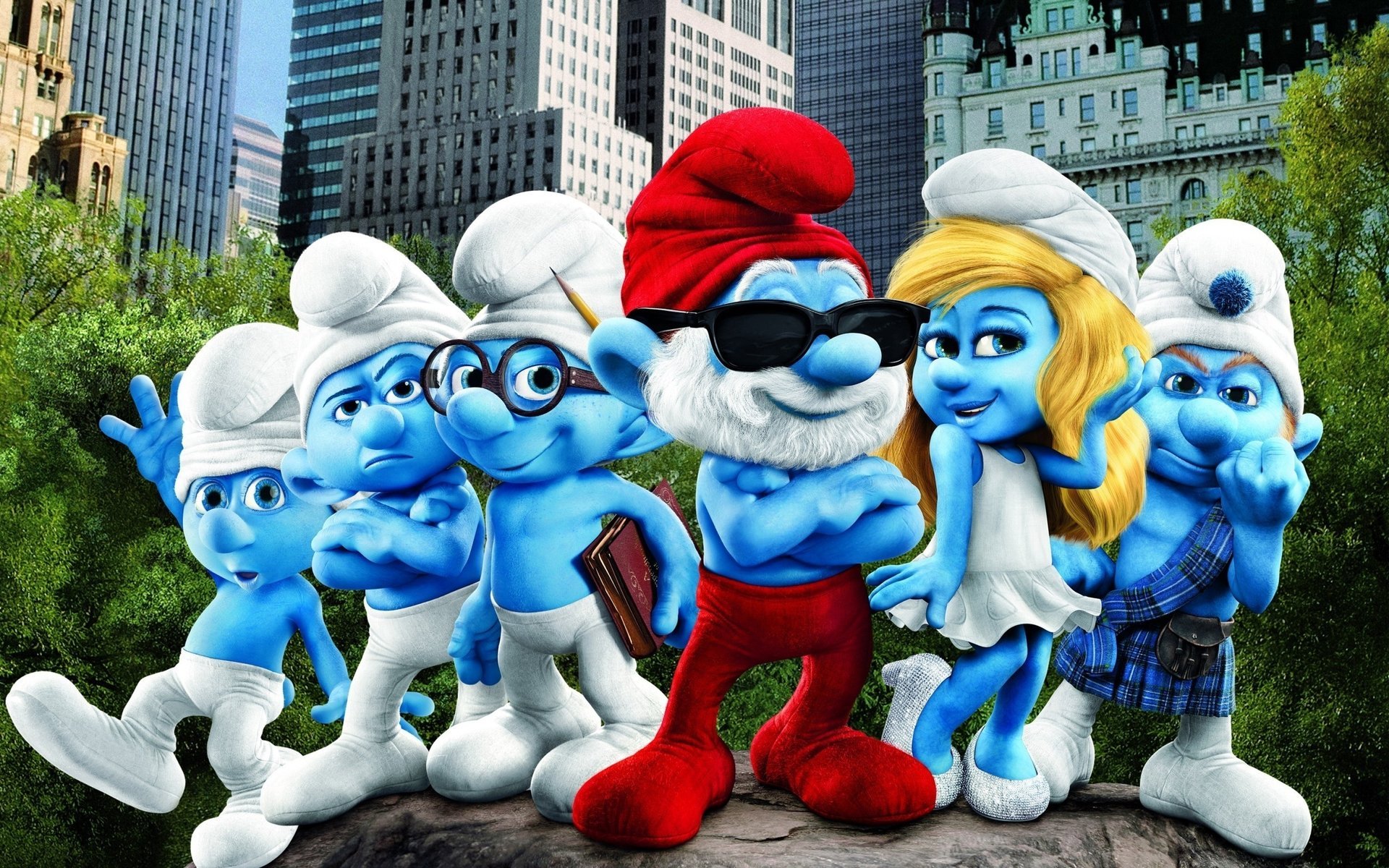 murfs ciudad la película enanos pitufos nueva york rascacielos