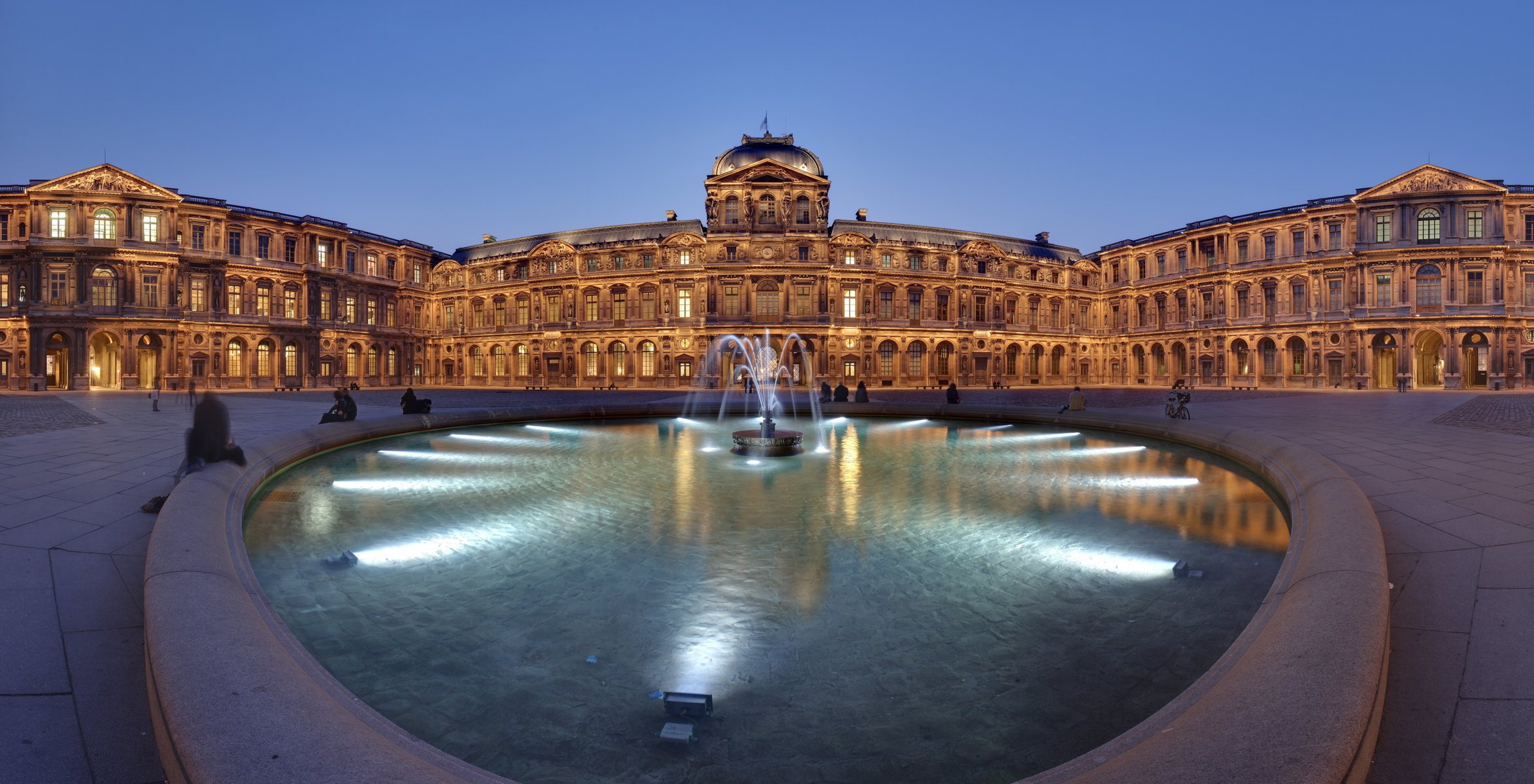 louvre panorama noche francia fuente france luces louvre