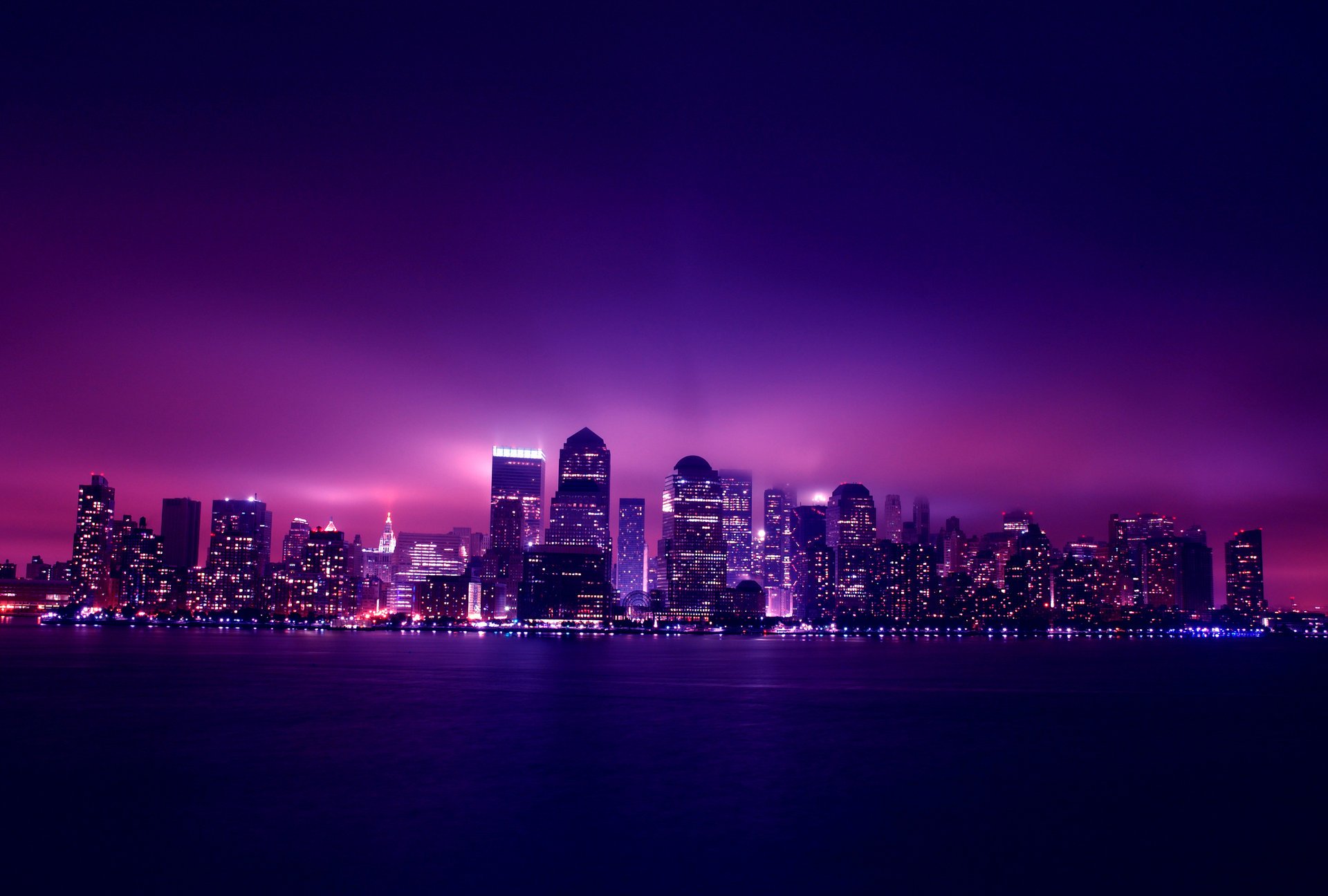 new york night stadt wolkenkratzer lichter city manhattan gebäude nacht