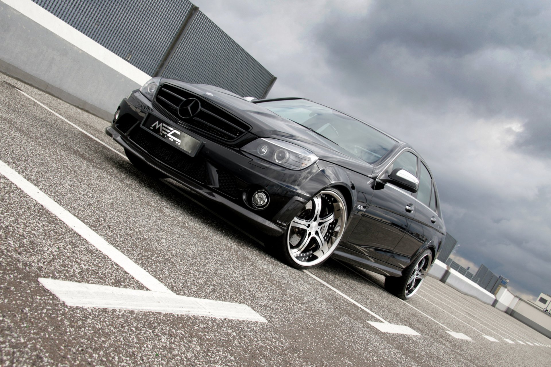 c-class c63 amg mec design clouds cars auto wallpaper cars rims parking black