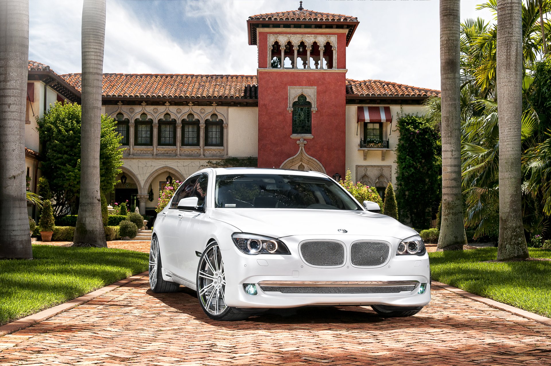 bmw serie 7 750li bmw séptima serie siete blanco tuning casa mansión árboles cielo