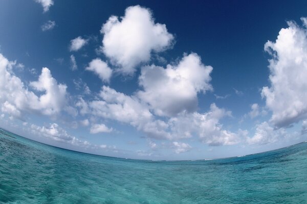 Blue sea merging with the sky