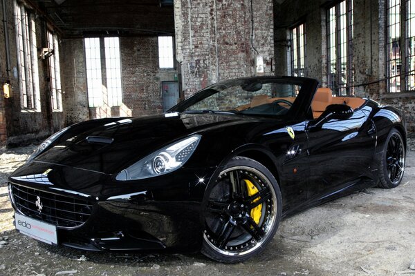 Lacquered black Ferrari car