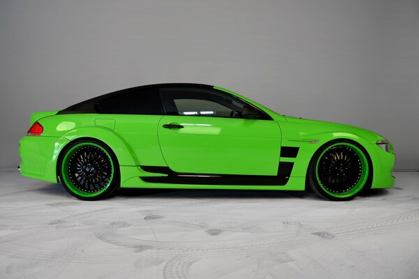 BMW M6 tuning car model in bright green color