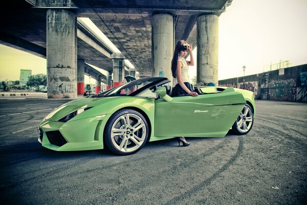 Light Green Color Lamborghini Grunge photo