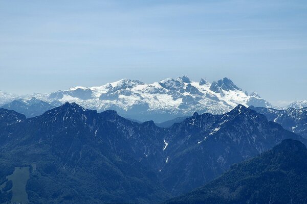 Mountains completely covered with snow