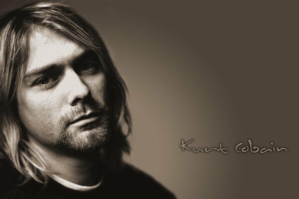 Fotografía de Kurt Cobain de Nirvana en estilo sepia