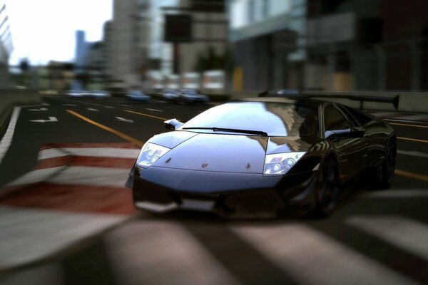 Lamborghini sports car on the road with markings