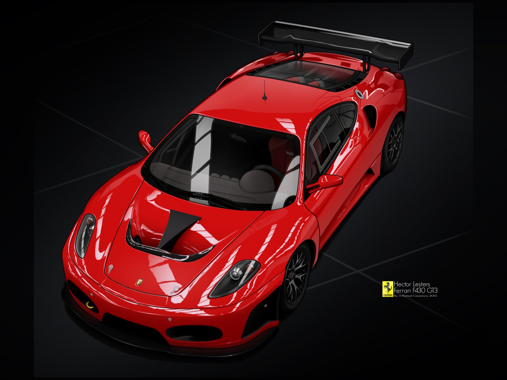 ferrari f430 red painting vector