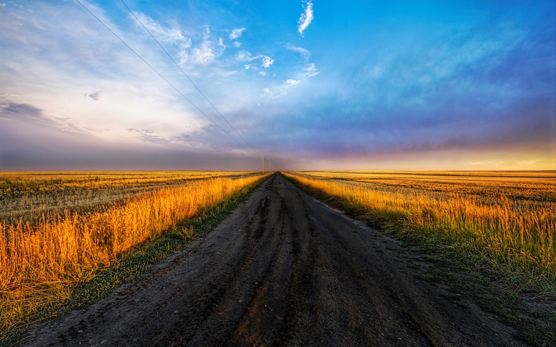 road the field sky table