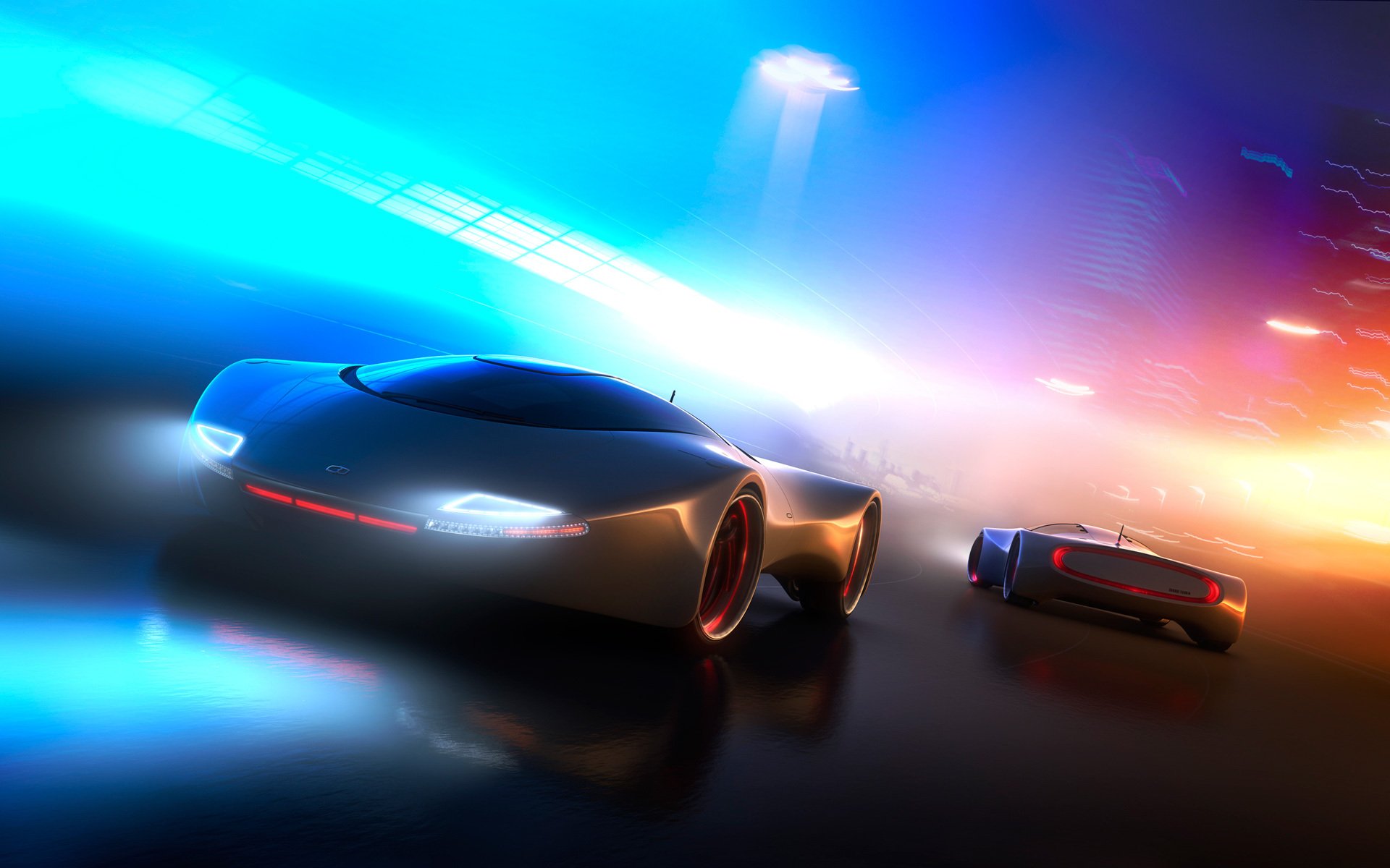 concept car neon bagliore