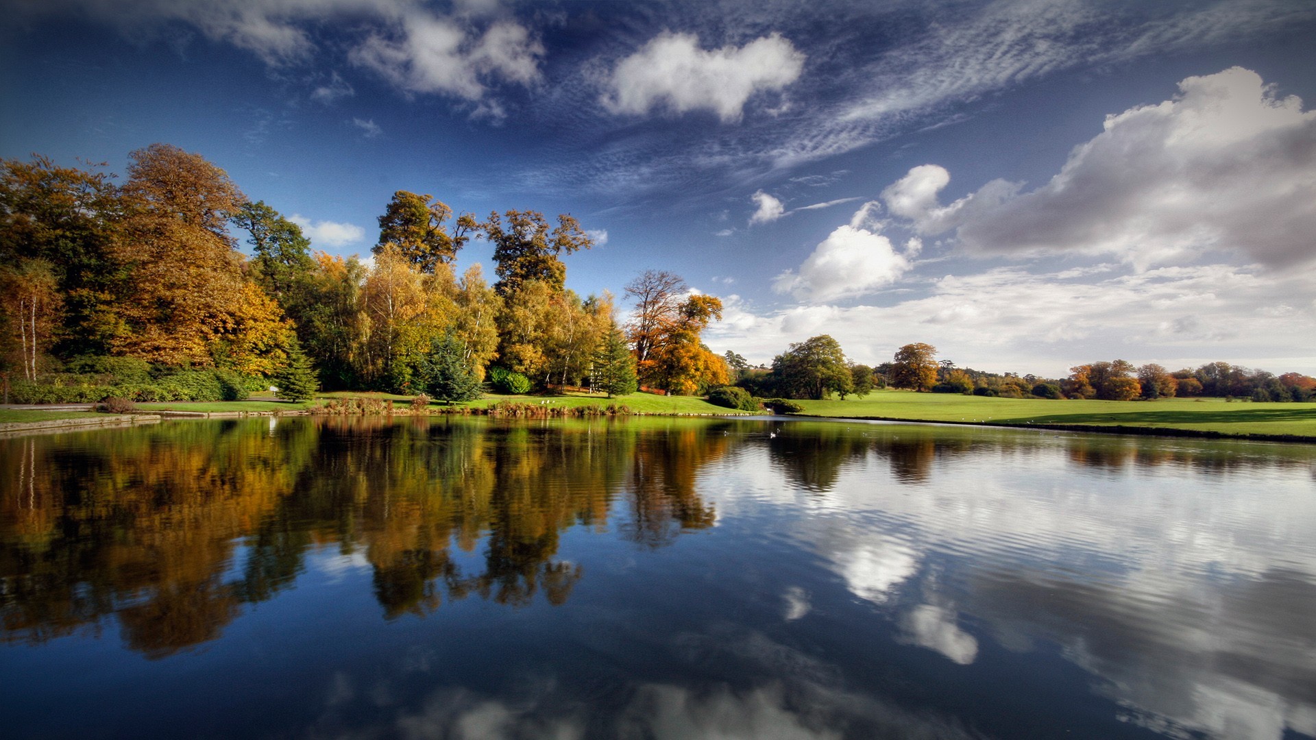 autumn river sky