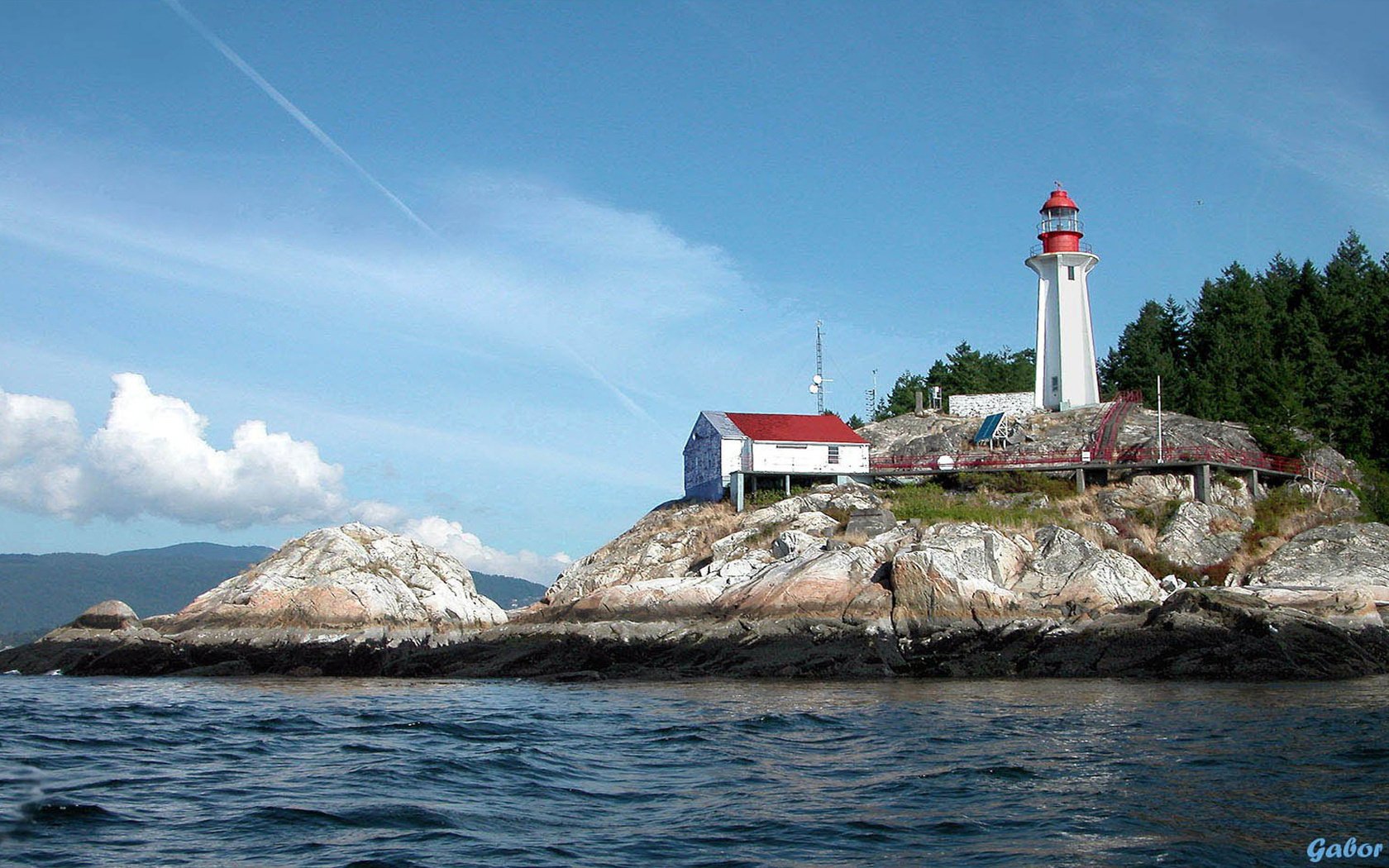 gabor retei trees water lighthouse shore