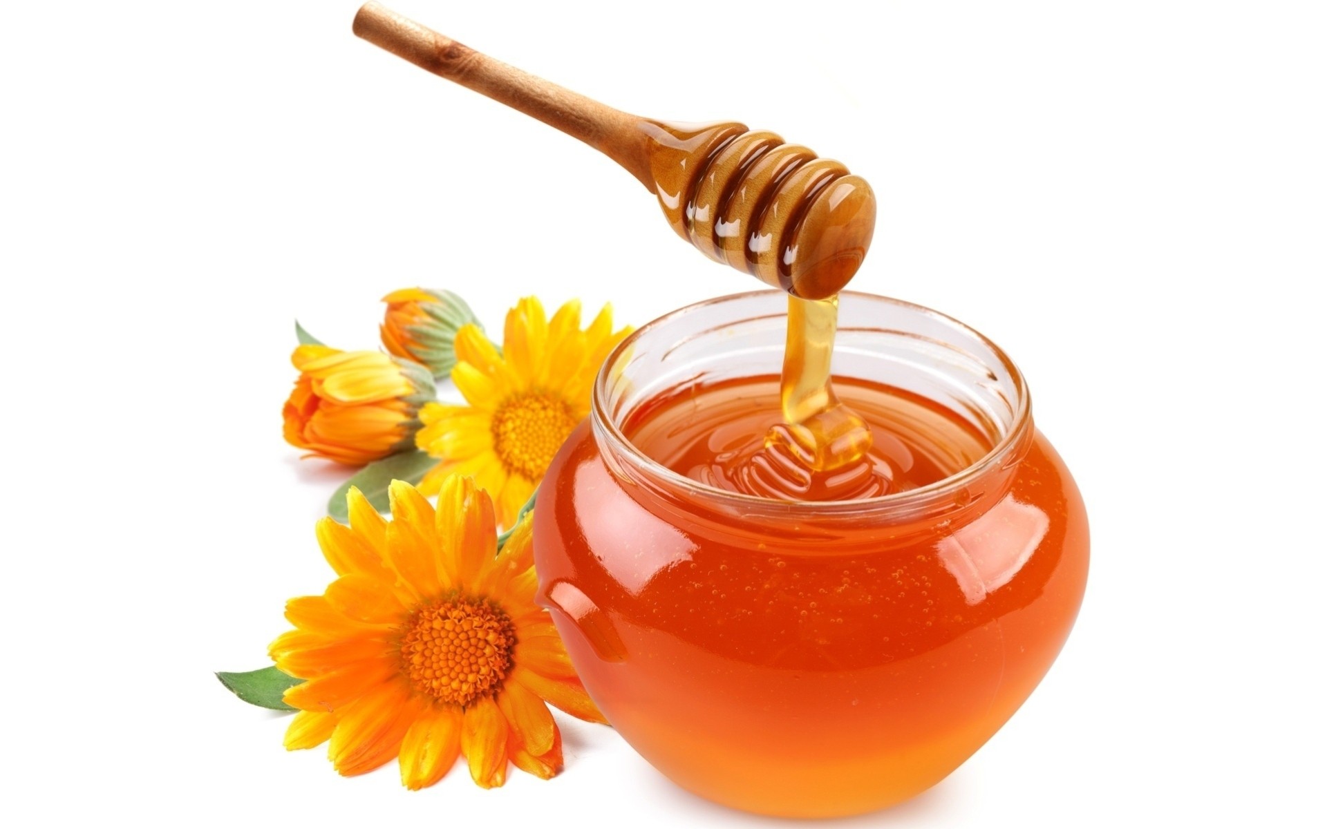 wood jar flower orange honey spoon