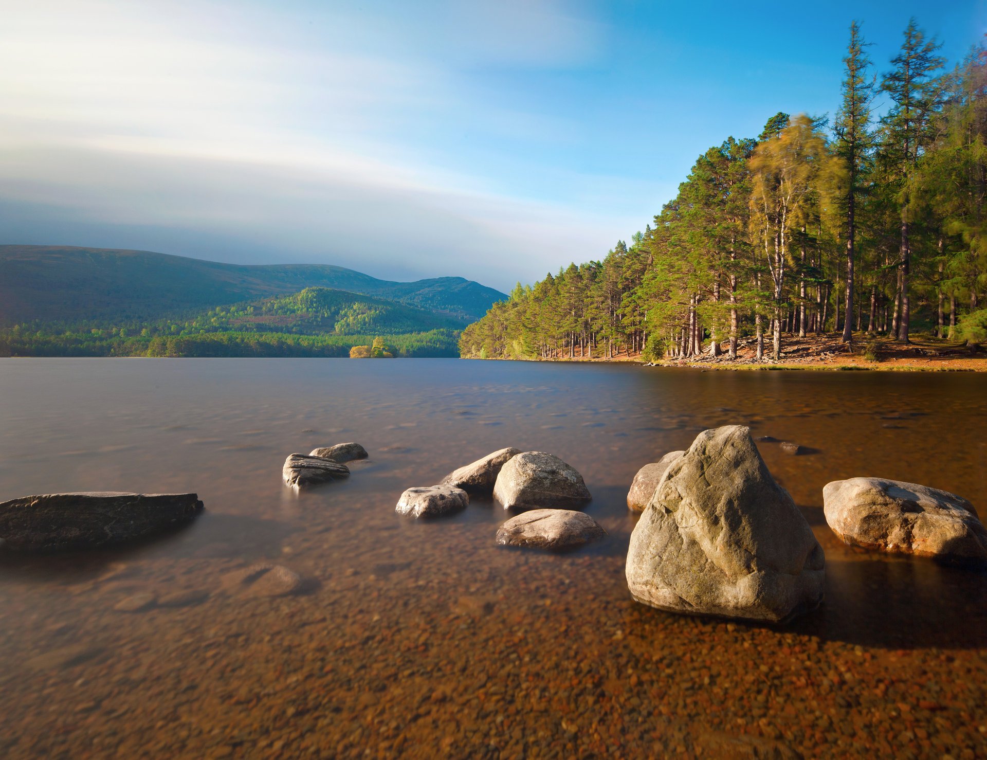 природа осень река гладь камни