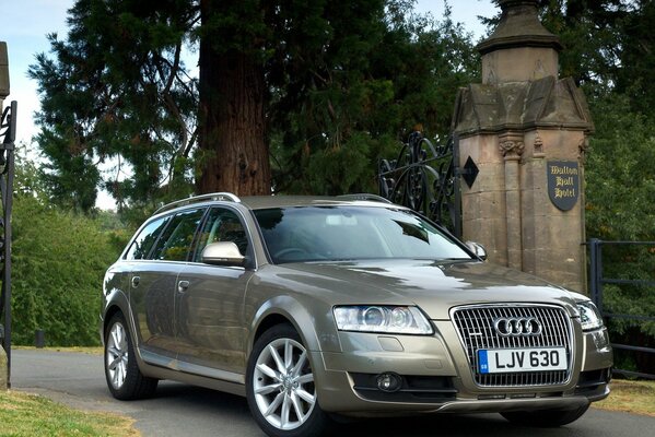 Beautiful landscape with a German car