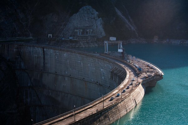 Hydroelectric power station in Georgia. A huge structure