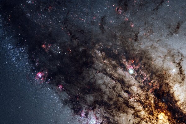 Imagen de una galaxia y estrellas en un espacio infinito