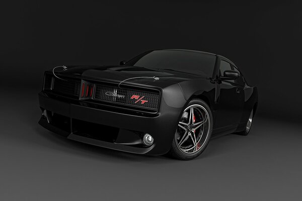 Caricatore Dodge Muscle Car su sfondo nero