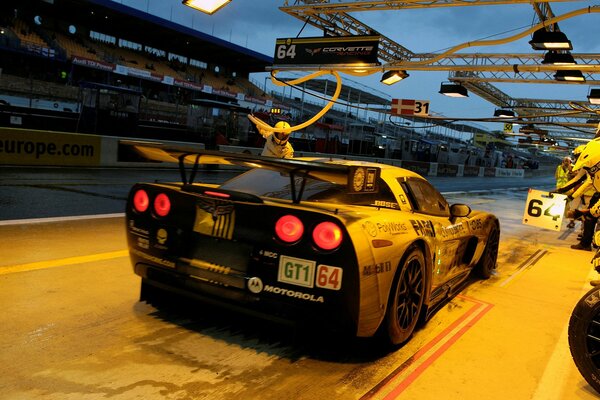 Racing car at the evening races