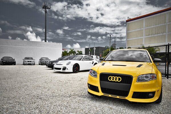 A meeting of serious guys: Audi, BMW, Porsche