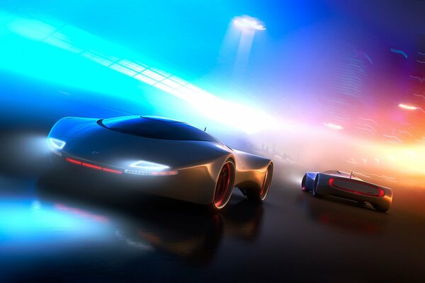 Neon glow picture of a concept car