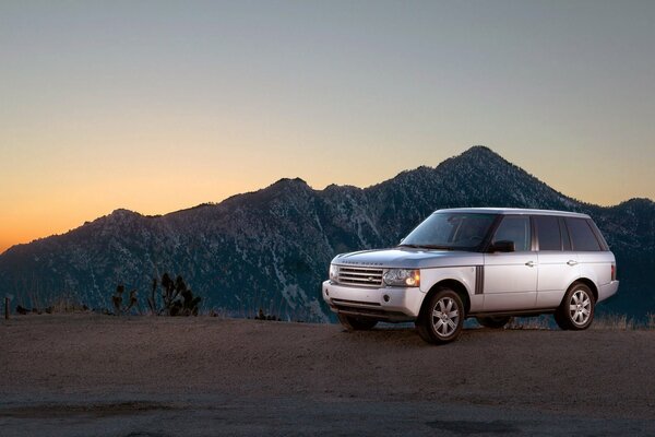 Beautiful car on the background of mountains