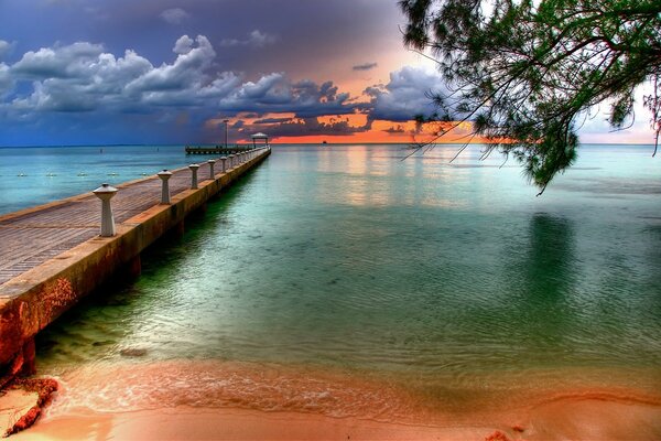 A paradise with a pier in the tropics