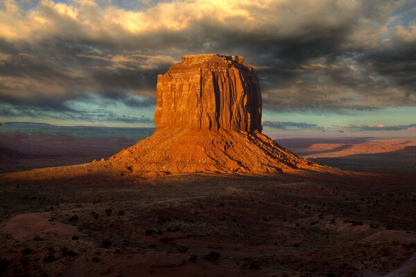 Sky over a rock in the desert