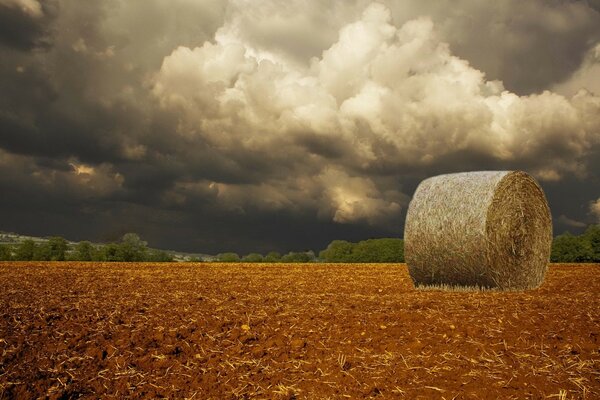 Sobre el campo se reunieron las nubes se puede ver la tormenta