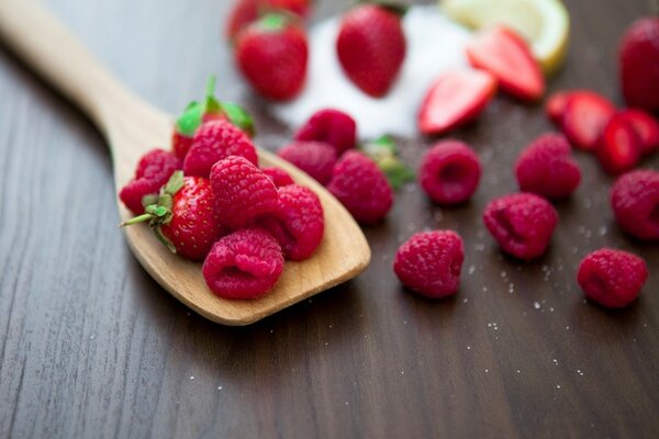 Fresh raspberry berry on the table